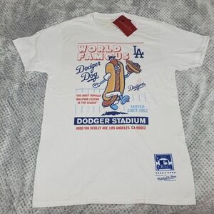 Mitchell & Ness LA Dodgers World Famous Dodger Dog T-Shirt Mens M White Hot Dog